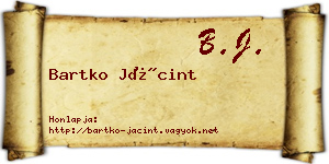 Bartko Jácint névjegykártya